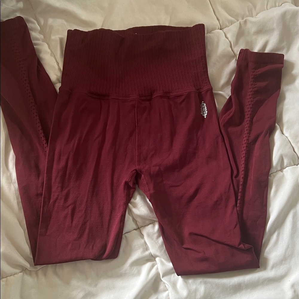 FP Movement Good Karma Burgundy High-Waist Leggings